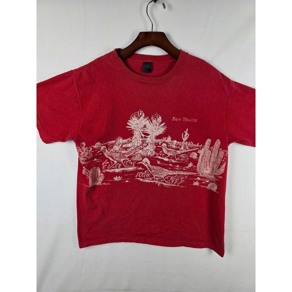 Vintage New Mexico Roadrunner Desert Graphic T-Shirt Red Medium Unisex